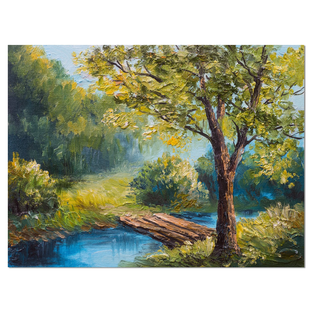 Designart - Summer Forest with Beautiful River - Landscape Art Print Canvas